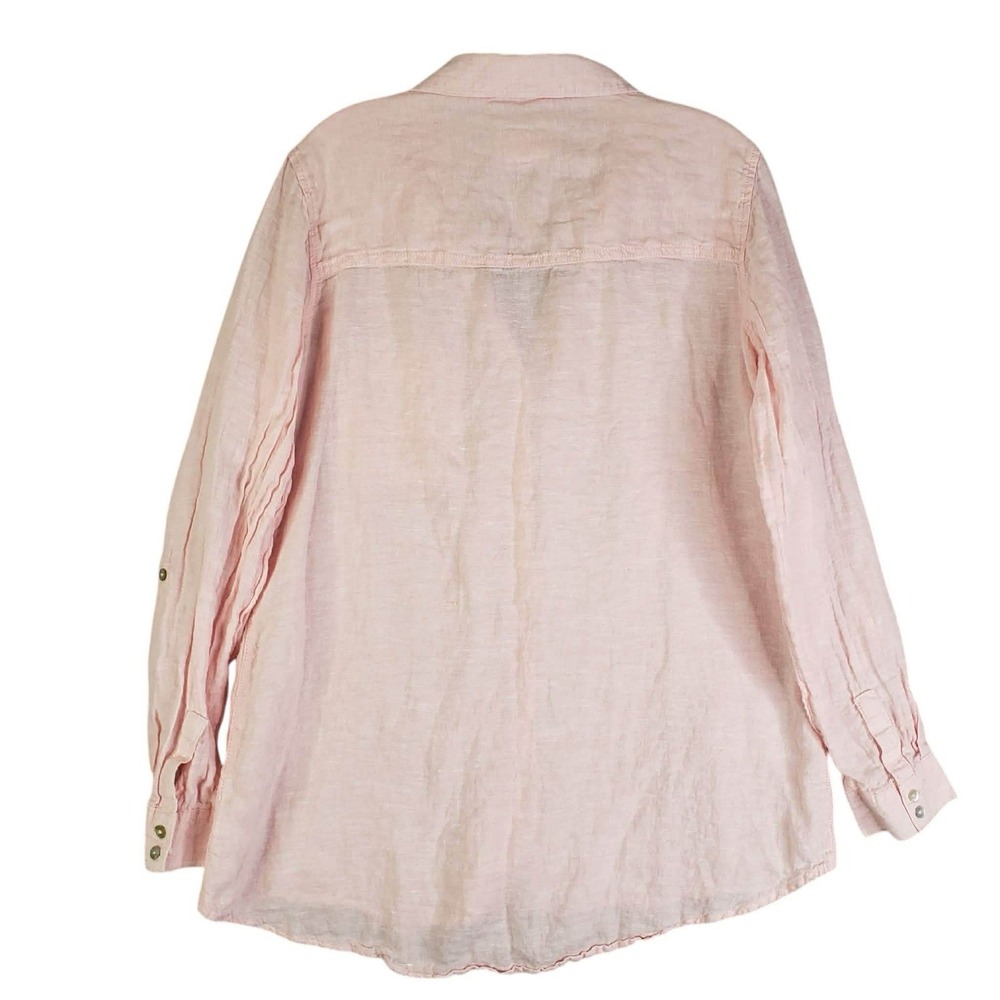 Sigrid Olsen Shirt Womens Size Large L Linen Long Sleeve Pink Button Up - Picture 3 of 7